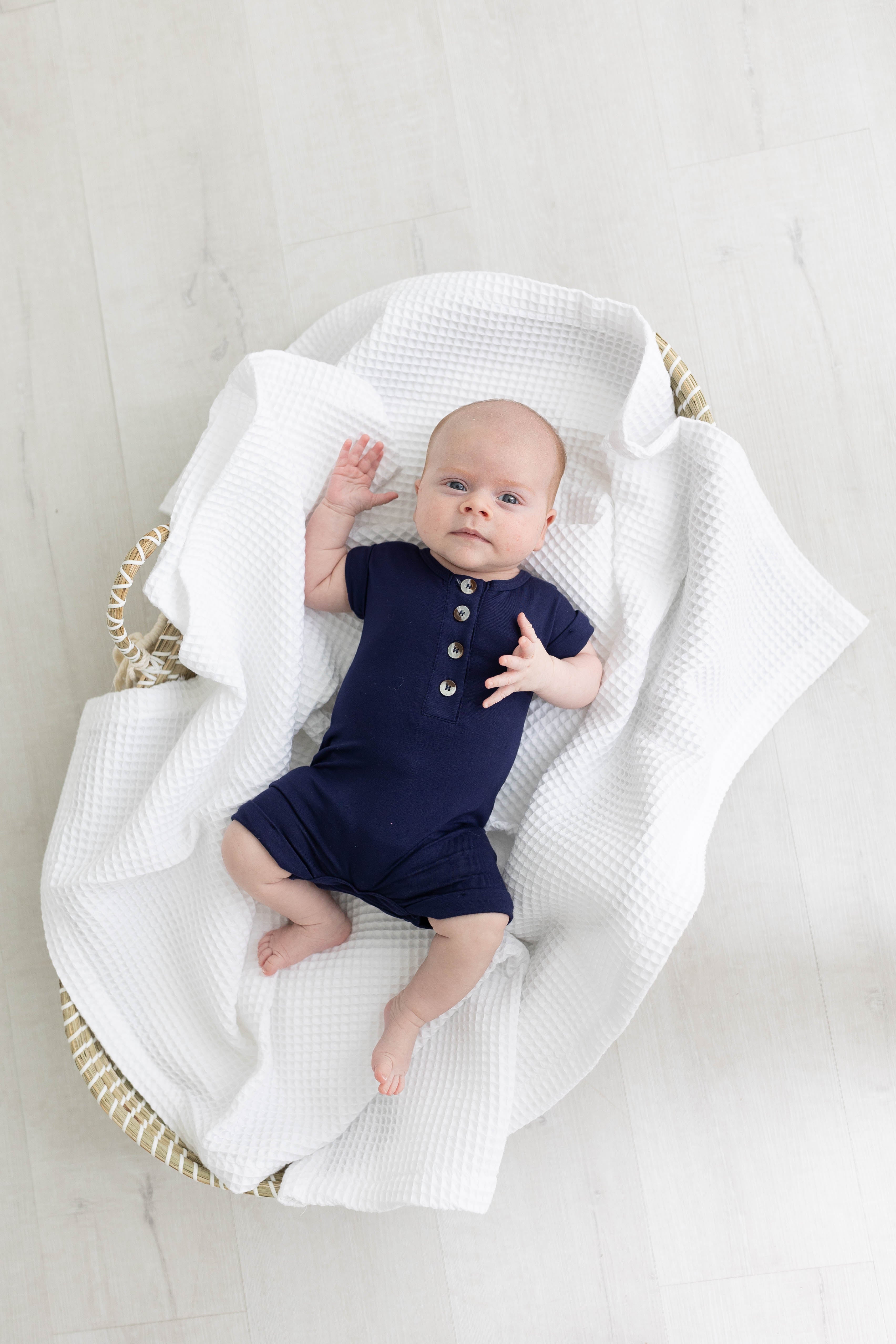 Baby Romper - (Newborn-12 months) White, Navy Blue, Pink