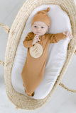 Knotted Baby Gown & Hat Set - Camel Brown (Newborn-3 months)