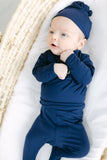 Top and Bottom Outfit and Hat Set - (Newborn-12 months sizes) Navy Blue