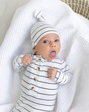Knotted Baby Gown Set - Black Stripes (Newborn-3 months)