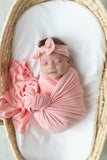 Pink Baby Swaddle Set with Headband - Newborn Girl Swaddle Blanket