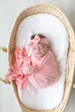 Swaddle Blanket, Hat and Headband Set - Pink