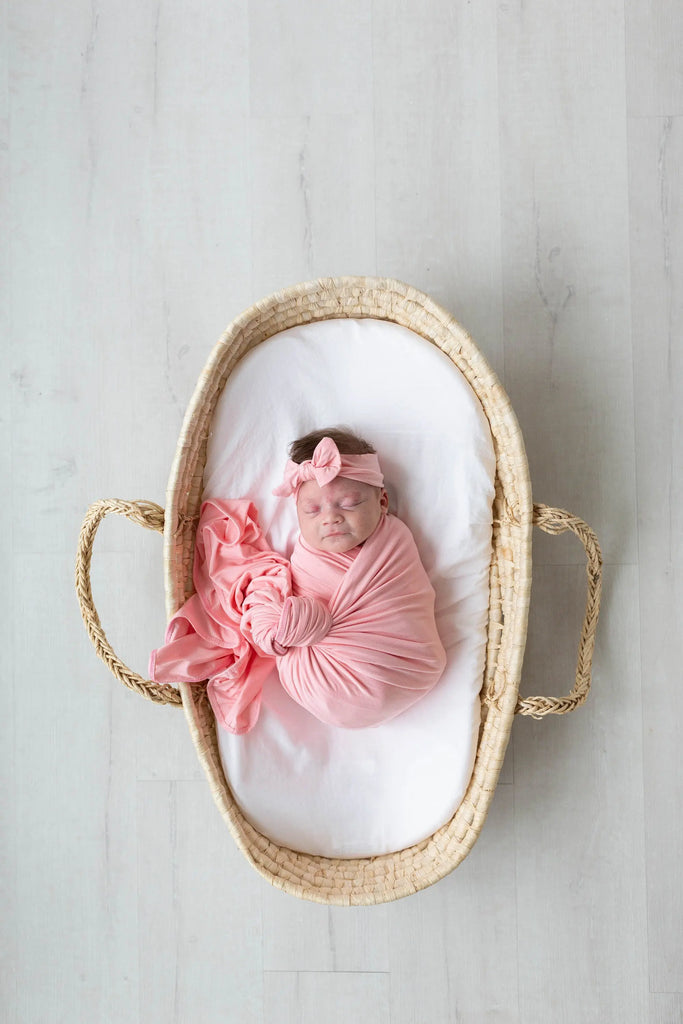 Swaddle Blanket, Hat and Headband Set Pink