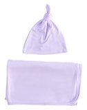 Swaddle Blanket, Hat and Headband Set - Purple