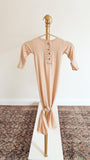 Knotted Baby Gown Set - Sand (Newborn-3 months)