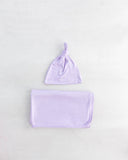 Purple Baby Swaddle And Hat Set